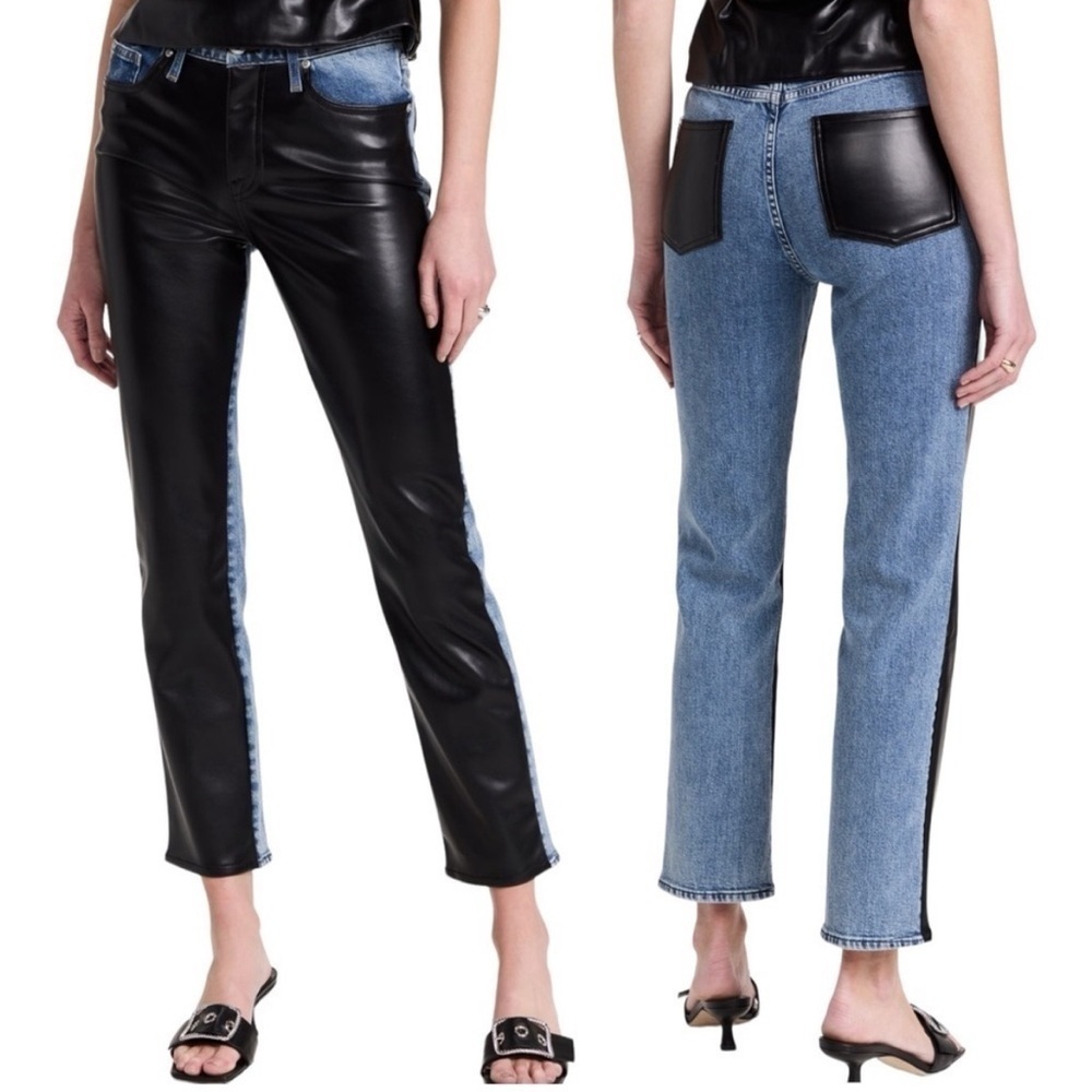 Jonathan Simkhai Jeans Leather Pants Rockstar Biker Indie Hipster Goth Punk